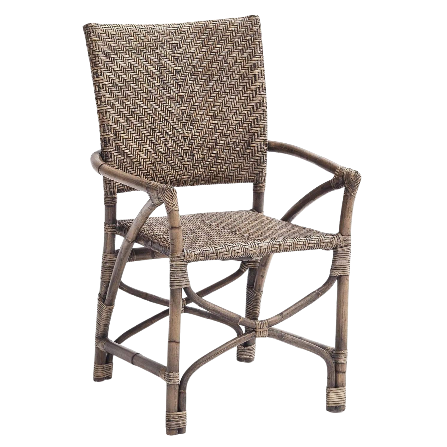 Fauteuil Vensine MDF wit, set van 2, met gevlochten zitting en rugleuning in natuurlijke houttint