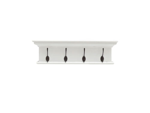 Witte Kapstok Slauldis MDF met geïntegreerd schap en 4 haken voor een strakke, opgeruimde hal