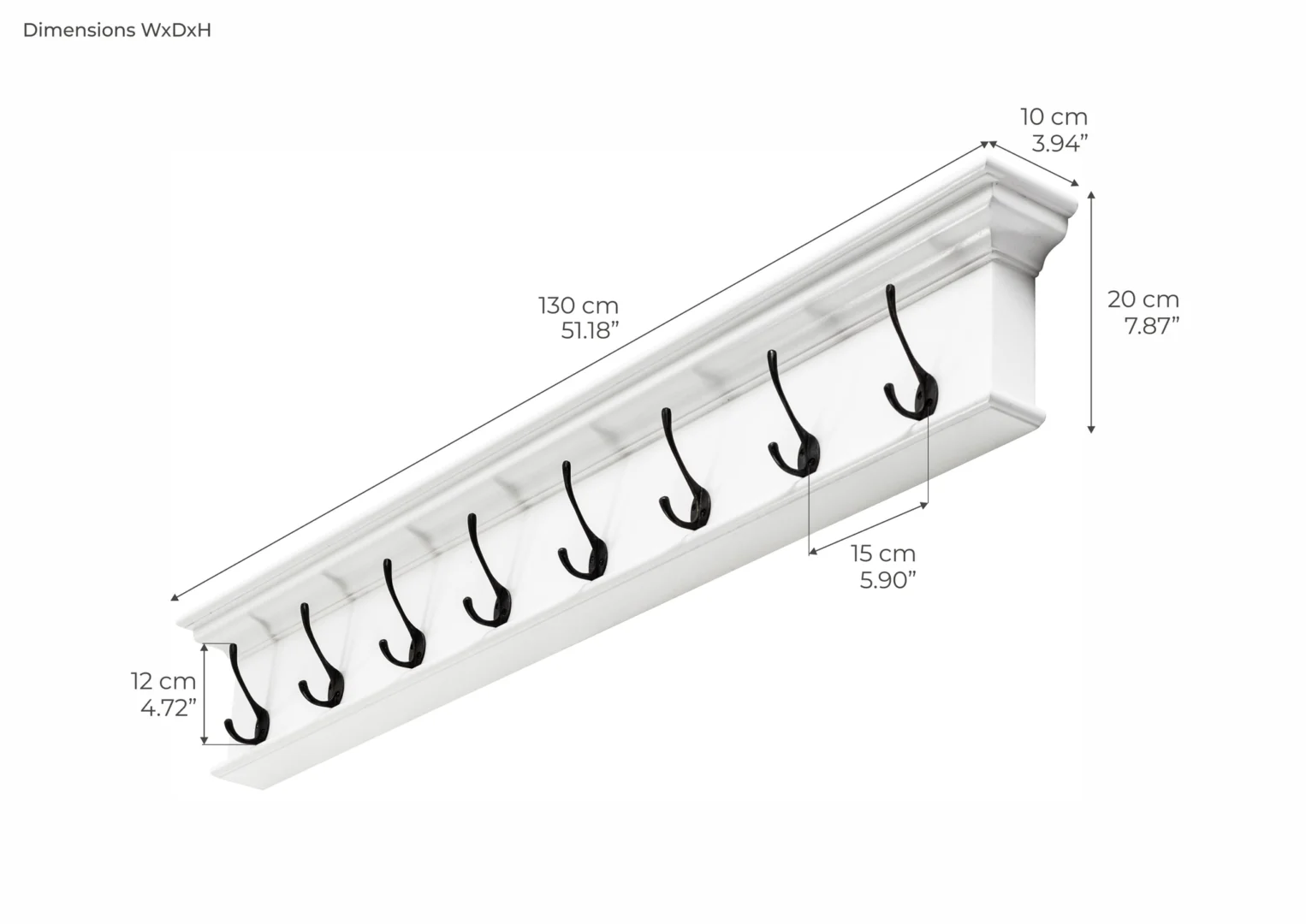 Kapstok Lubeck MDF 130 cm - Afbeelding 4
