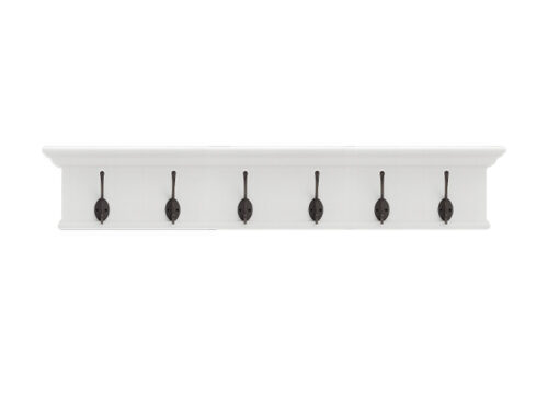 Witte Kapstok Preelvund MDF 100 cm met 6 haken, strak en slank ontwerp voor hal of entree