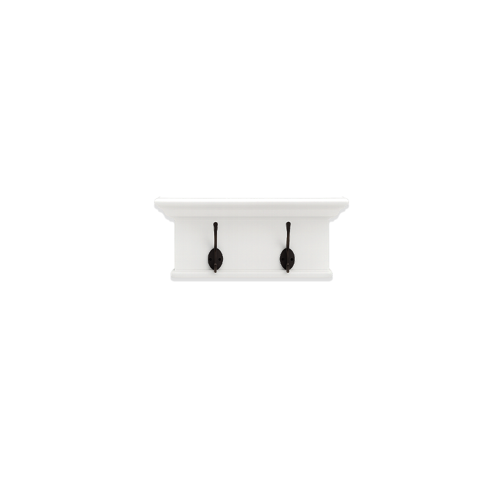 Witte Kapstok Stovino van MDF met 2 haken, compact wandmodel voor hal of gang