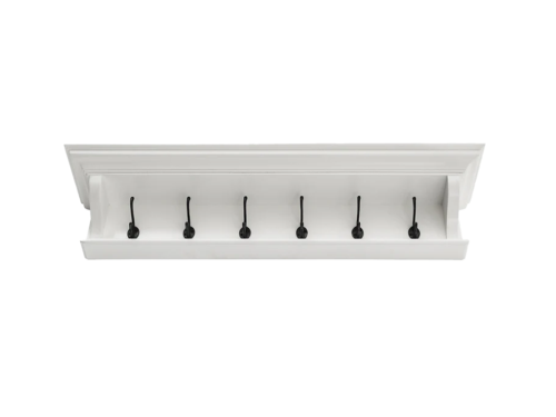 Witte Floolel MDF kapstok met 6 haken en slank 100 cm ontwerp voor hal of entree