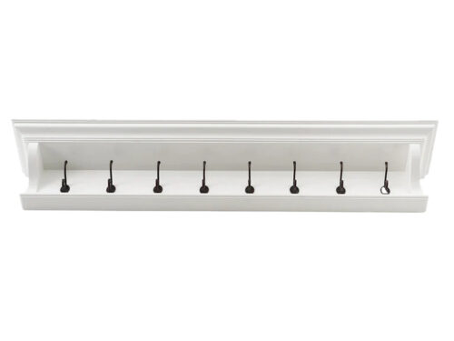 Witte Kapstok Geebone van MDF met 8 haken en slanke wandvorm voor een nette hal