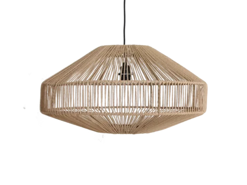 Hanglamp Hannik Touw Ø60 cm in naturel touw met slank ruitvormig ontwerp en luchtige open structuur