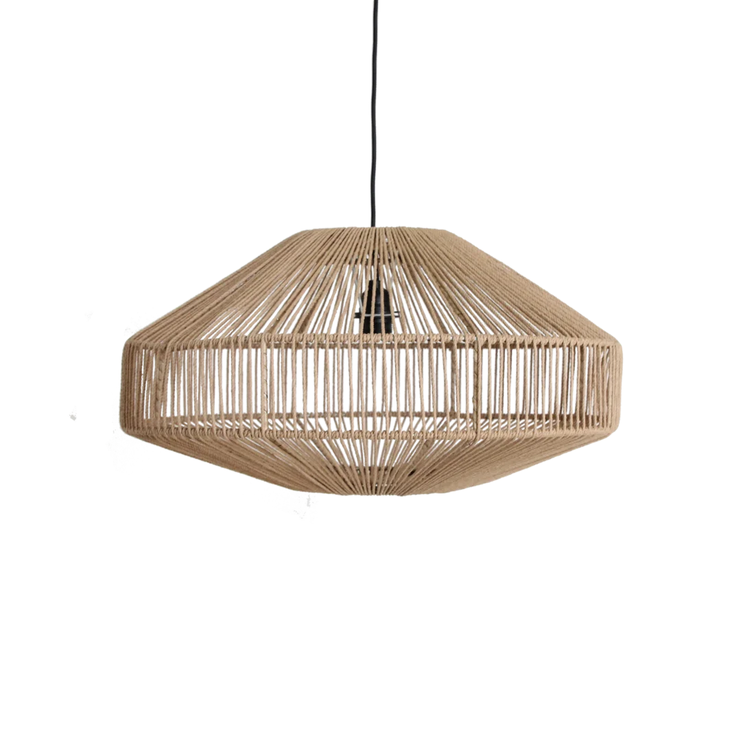 Hanglamp Hannik Touw Ø60 cm in naturel touw met slank ruitvormig ontwerp en luchtige open structuur