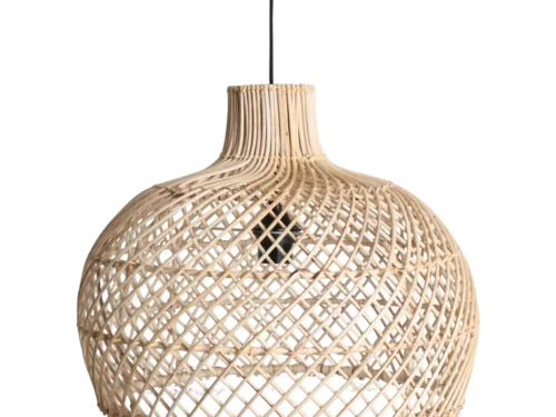 Hanglamp Preldia Rotan in naturel, handgevlochten open design voor warm, sfeervol licht