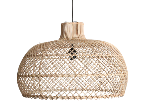 Hanglamp Skurny van naturel rotan met open gevlochten kap voor warm, sfeervol licht