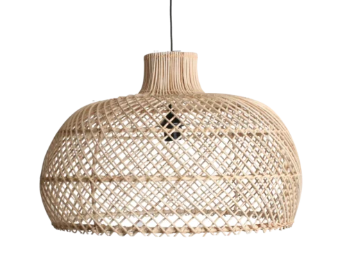 Hanglamp Skurny van naturel rotan met open gevlochten kap voor warm, sfeervol licht