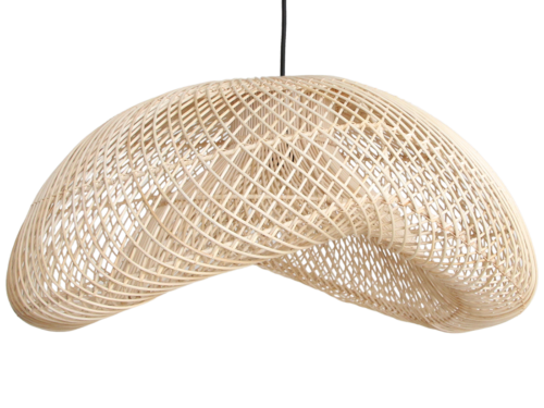 Hanglamp Zaarnen Rotan met organische vorm en open gevlochten naturel rotan voor sfeervol licht