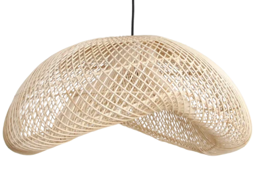Hanglamp Zaarnen Rotan met organische vorm en open gevlochten naturel rotan voor sfeervol licht