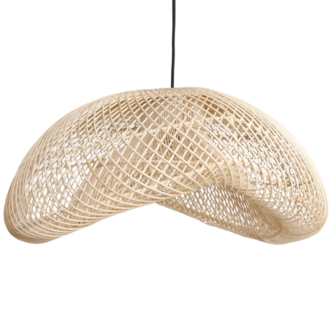 Hanglamp Zaarnen Rotan met organische vorm en open gevlochten naturel rotan voor sfeervol licht