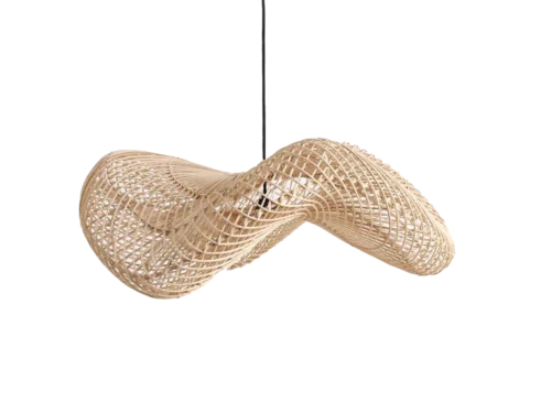 Hanglamp Halifax Rotan van naturel gevlochten rotan met open kap en warm lichtspel