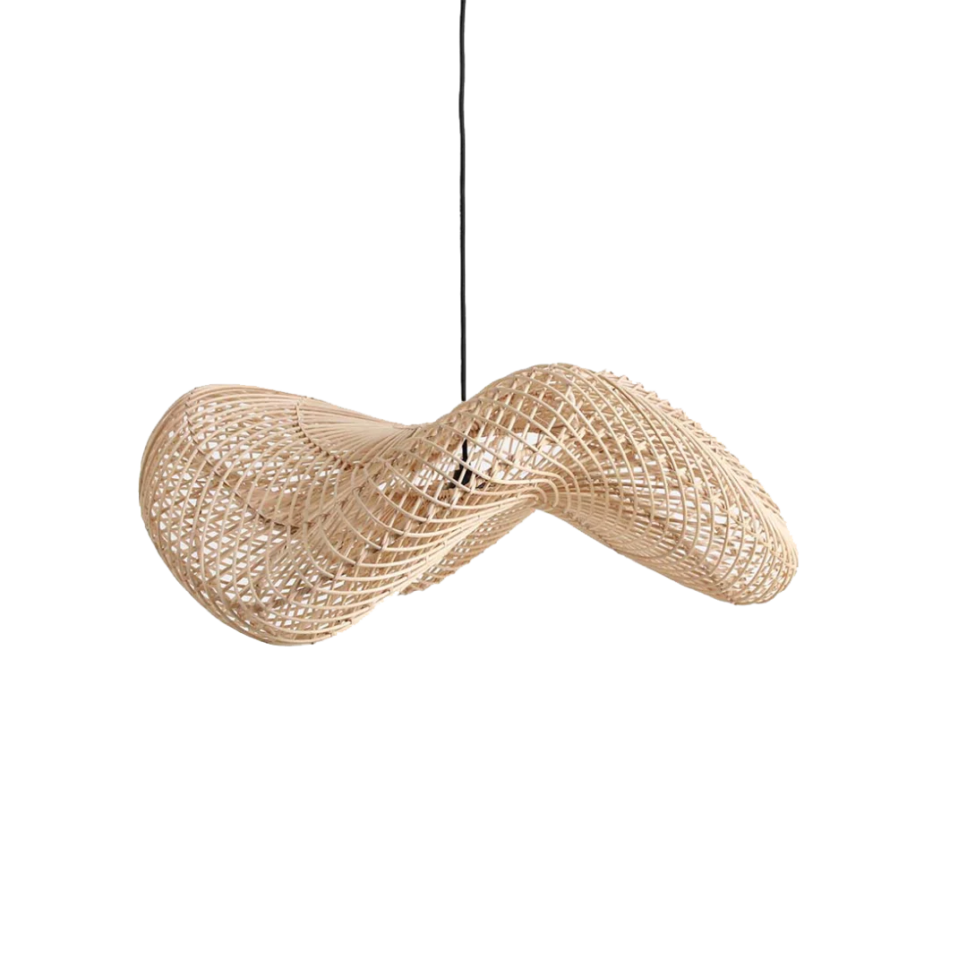 Hanglamp Halifax Rotan van naturel gevlochten rotan met open kap en warm lichtspel