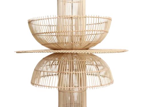 Hanglamp Cierdund Rotan met gelaagde, natuurlijke rotan vorm voor een warme, sfeervolle look