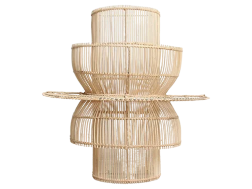 Wandlamp Maaltond rotan met asymmetrisch, handgemaakt ontwerp en sfeervol lichtspel