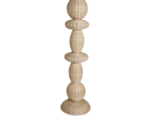 Vloerlamp Tinund Rotan, beige gevlochten lamp met verwisselbare bollen en warme natuurlijke uitstraling