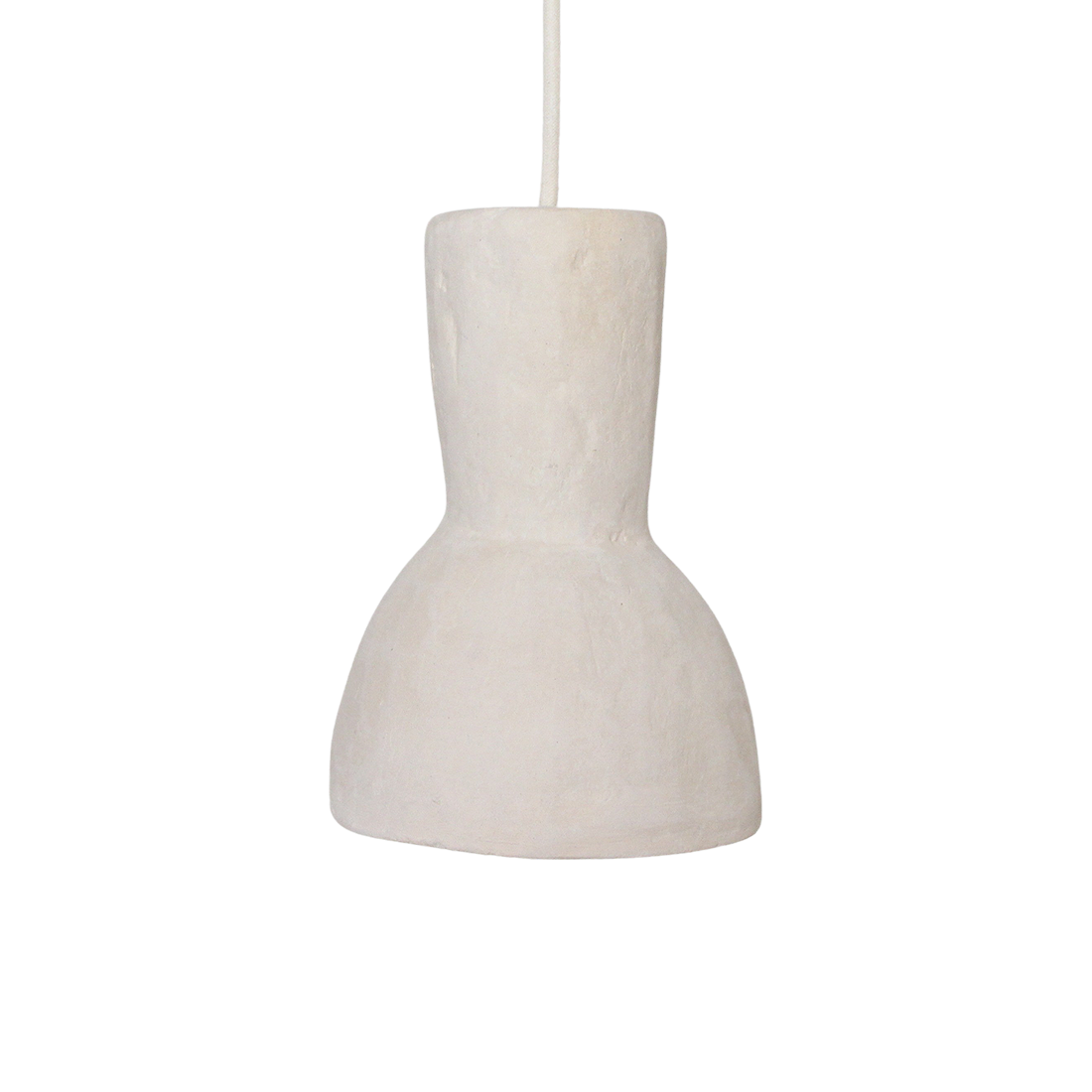 Hanglamp Fleedis Papier met organische vorm en matte, kalkachtige textuur in natuurlijke kleur