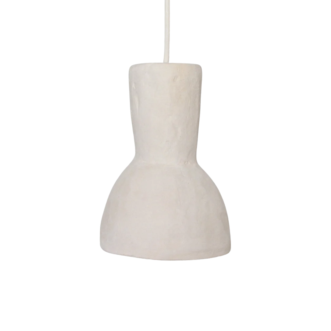 Hanglamp Fleedis Papier met organische vorm en matte, kalkachtige textuur in natuurlijke kleur