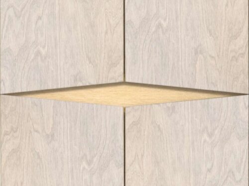 Dressoir Saaskin Wit 73 cm met licht eiken accenten en geometrische ingesneden deuren