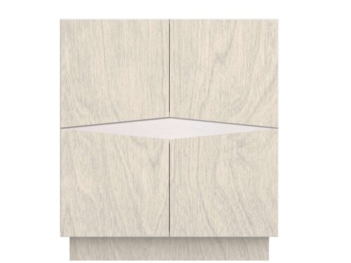 Dressoir Pauski Wit 73 cm met kiezelgrijs-witte deuren en subtiel geometrisch front