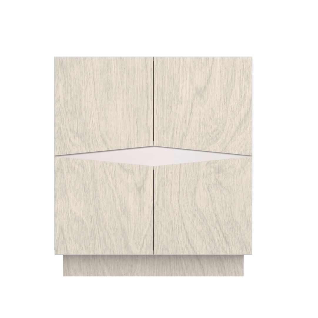 Dressoir Pauski Wit 73 cm met kiezelgrijs-witte deuren en subtiel geometrisch front