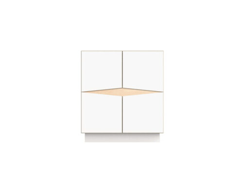 Dressoir Stanor Wit 73 cm met strakke HPL-afwerking, vier witte deuren en subtiele uitsparing in modern design