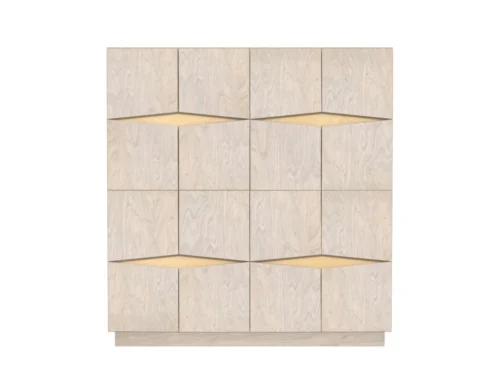 Dressoir Jevone Wit 145 cm met licht eiken accent en strakke, gelaagde deuren voor ruime opbergruimte
