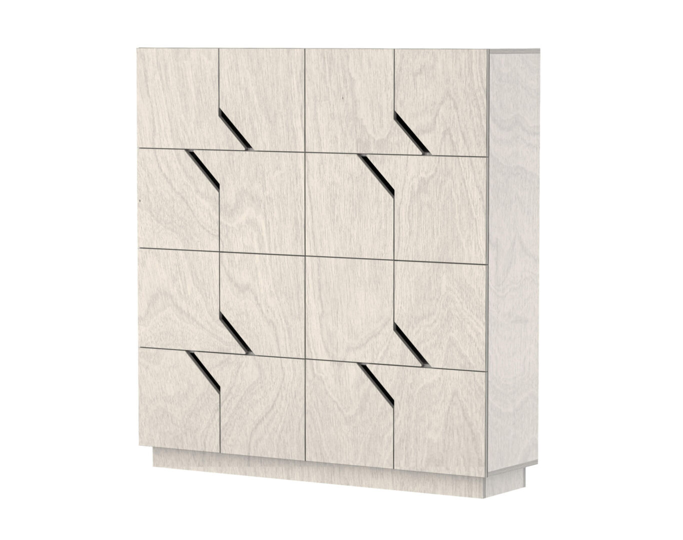Dressoir Prallesta grijs 145 cm met geometrische fronten en vier ruime deuren