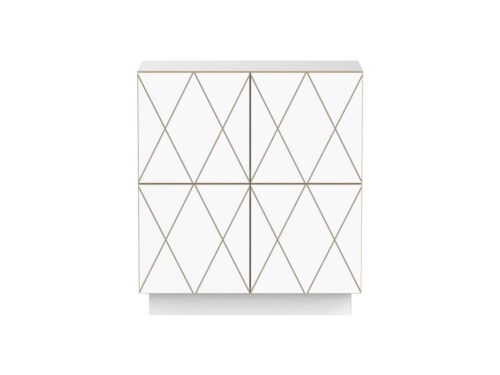 Dressoir Flensone Wit 73 cm met gegraveerde geometrische deuren en strakke HPL-afwerking