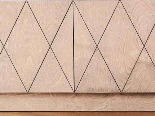 Dressoir Biebun Grijs 145 cm met gegraveerde ruitpatronen en rustig, eigentijds design