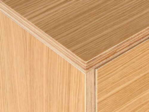 Dressoir Breelvia Naturel 150 cm met eikenfineer en berkenmultiplex, warme retro houtlook