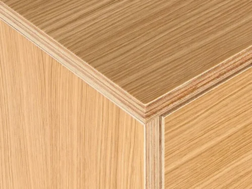 Dressoir Breelvia Naturel 150 cm met eikenfineer en berkenmultiplex, warme retro houtlook