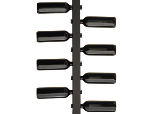 Wijnrek Flaurik Zwart, wandmodel van zwart gepoedercoat staal voor 8 flessen, modern en compact