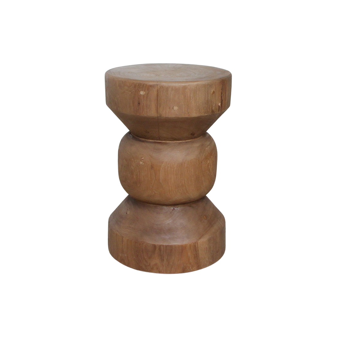 Bijzettafel Bimal Teak 45 cm van naturel teakhout met compact, rond en tijdloos design