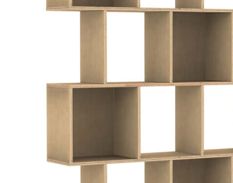 Wandplank Piekon 89 cm in medium eiken, slanke open vakken met warme natuurlijke uitstraling