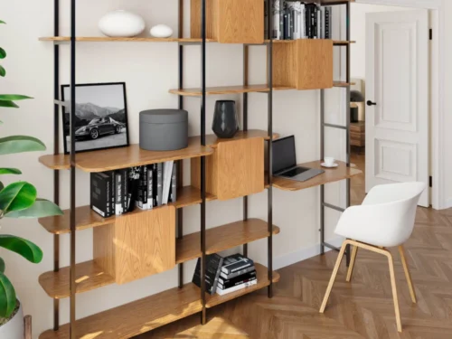Boekenkast Slaunsond Zwart Eikenhout