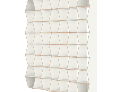 Gaasplank Klieldon Wit 241 cm, honingraatboekenkast in wit HPL met open vakken en strak design