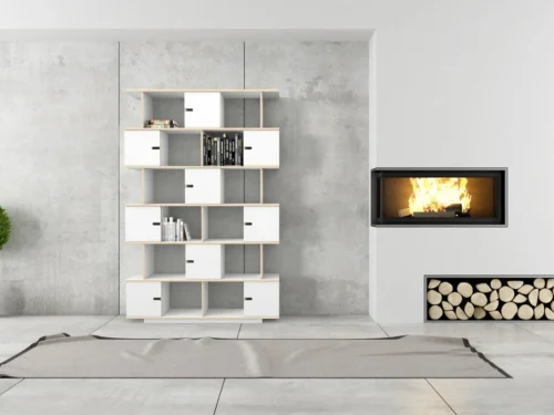 Wandplank Piellino Wit 148 cm, ruime witte boekenkast met open vakken en strakke HPL-afwerking