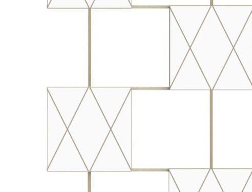 Wandplank Birros 89 cm in wit HPL met strak geometrisch design en slanke, moderne uitstraling