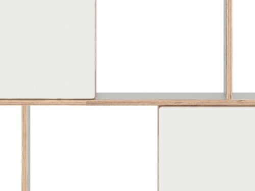 Wandplank Skeenond Wit 89 cm met open vakken en gesloten opbergruimte, modern wit HPL design