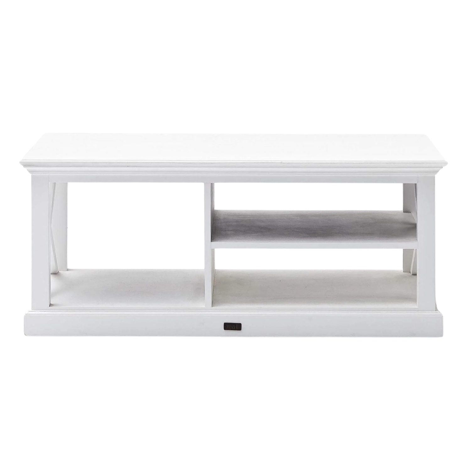 Witte Salontafel Kaaldonte MDF 120 cm met open vakken en rustige, moderne uitstraling