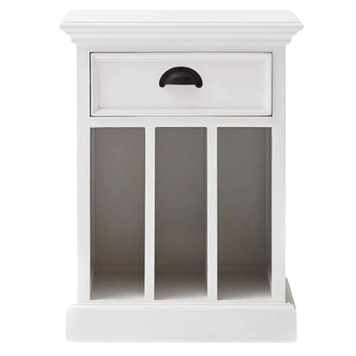 Witte bijzettafel Faady van MDF, 60 cm hoog, met lade en open vakken
