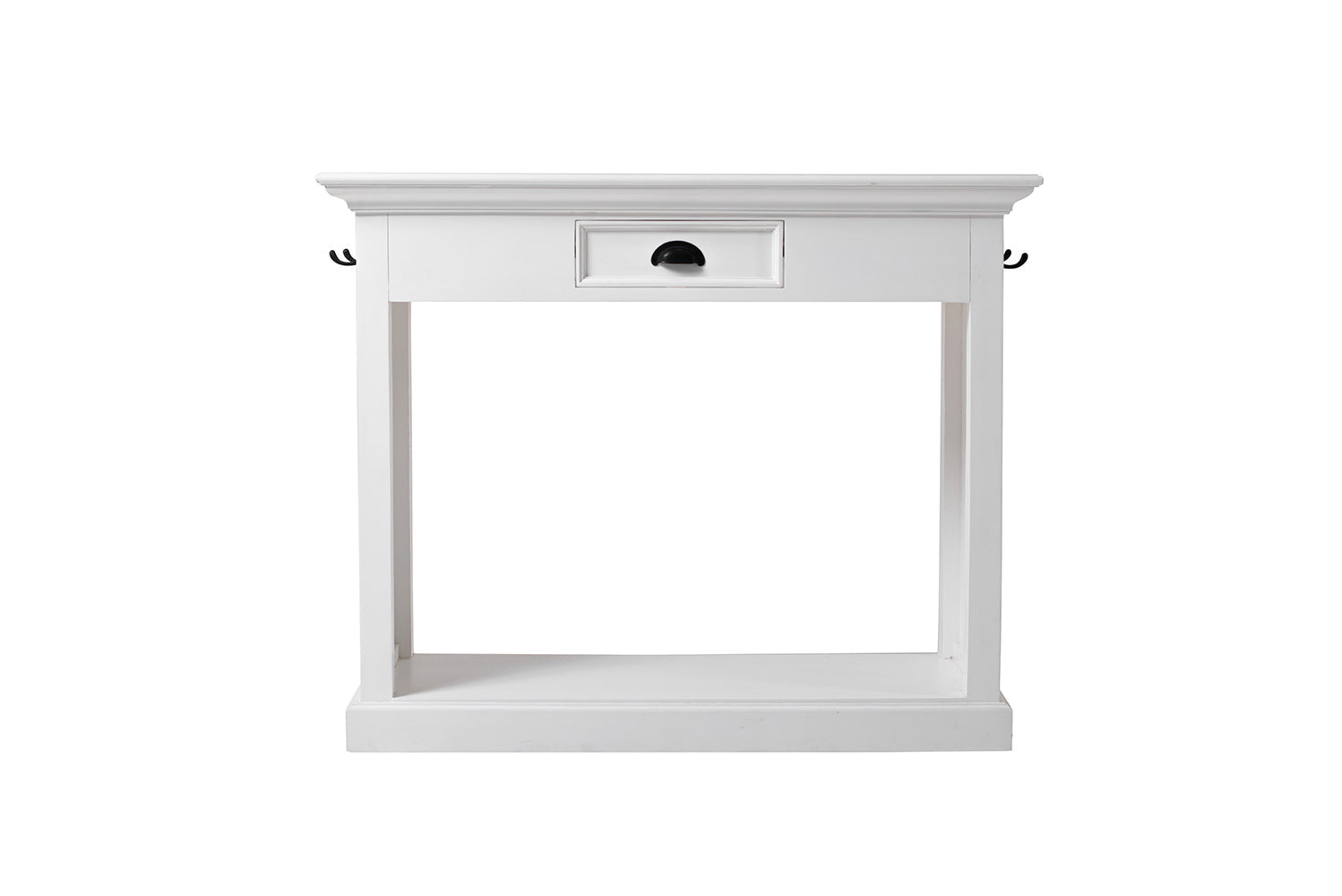 Barmeubel Groldio Wit, compact MDF barmeubel met lade, witte afwerking en zwarte handgreep