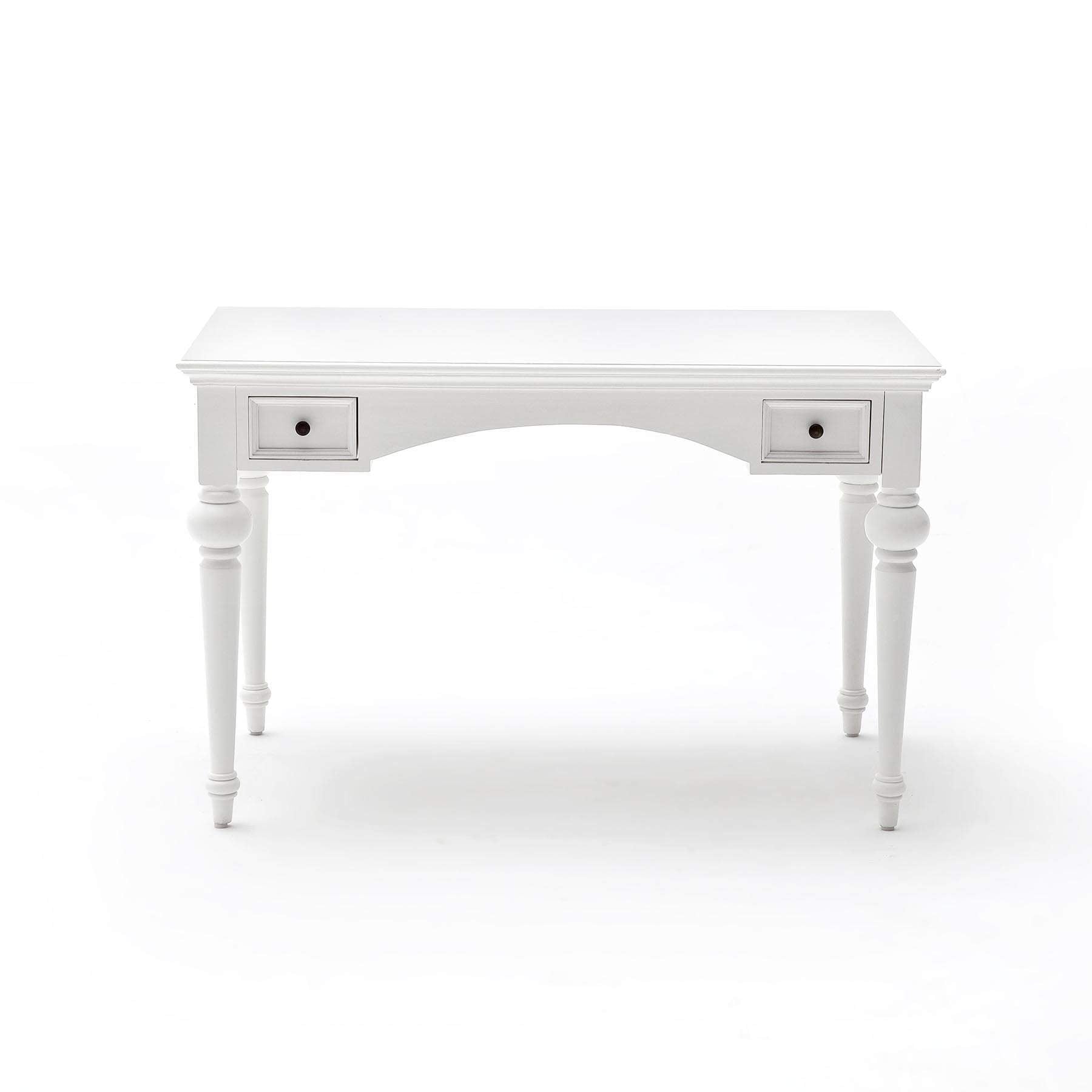 Wit Bureau Deitor MDF 76 cm met 2 lades, elegant silhouet en slanke poten