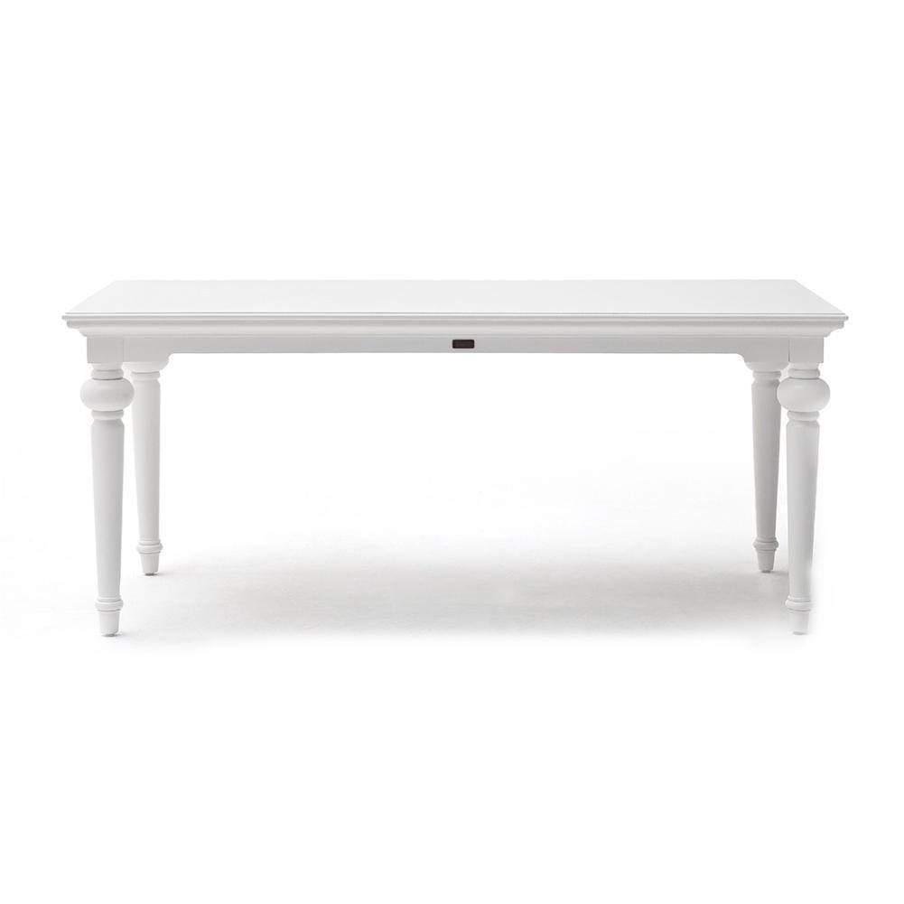 Witte Eettafel Slieldano MDF 200 cm met strak ontwerp en klassieke gedraaide poten