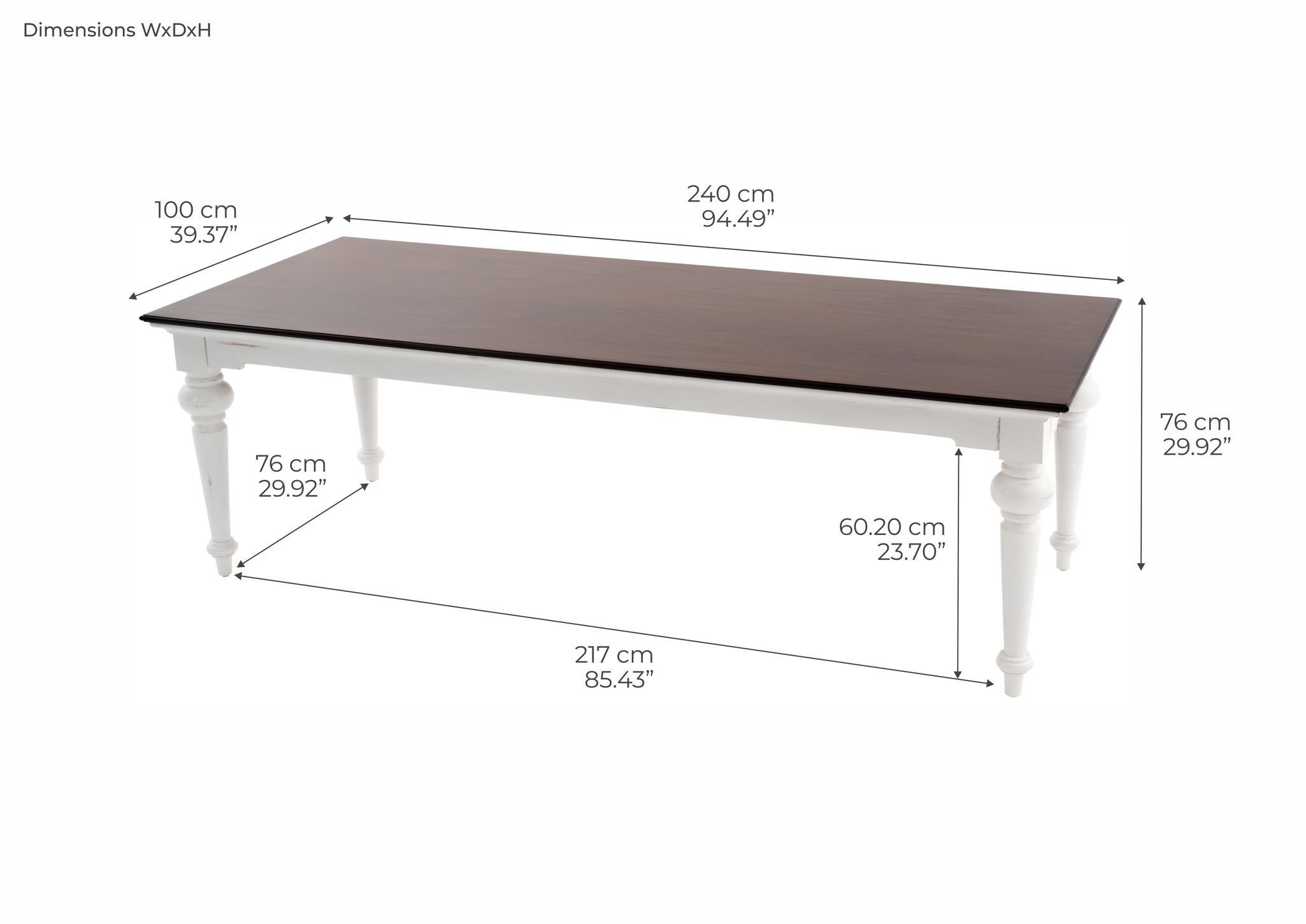 Eettafel Kleendol MDF 240 cm - Afbeelding 4