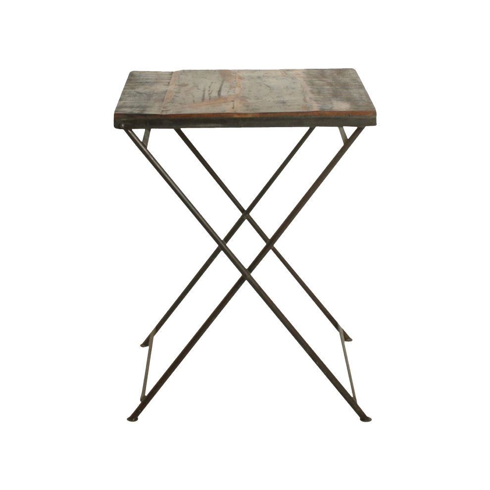 Brason tafel van gerecycled hout 60x60 cm met robuust blad en slank kruisframe