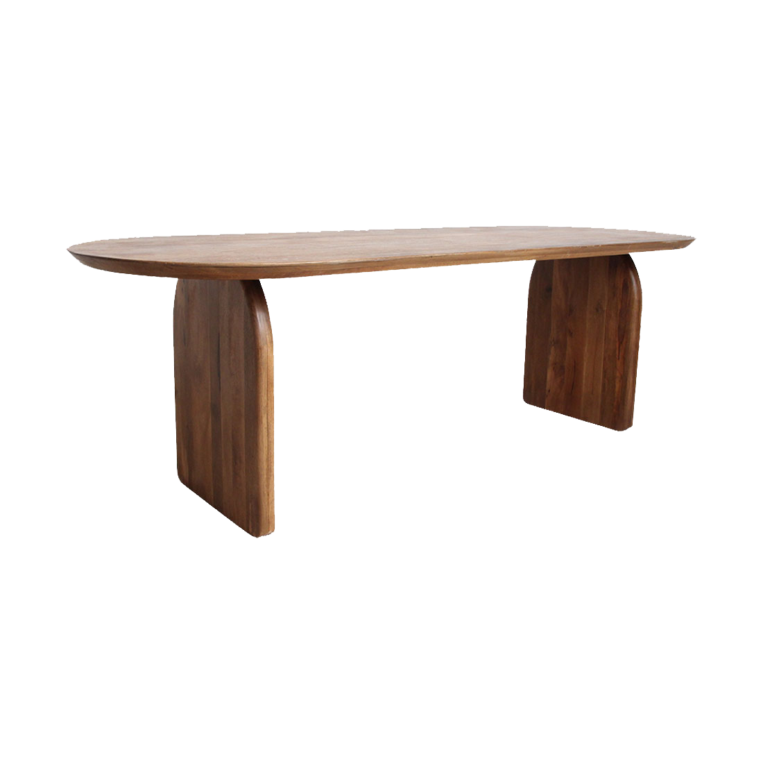 Eettafel Tulvia mangohout met bullnose-randen en royale 240x90 cm tafelblad, warm bruin design
