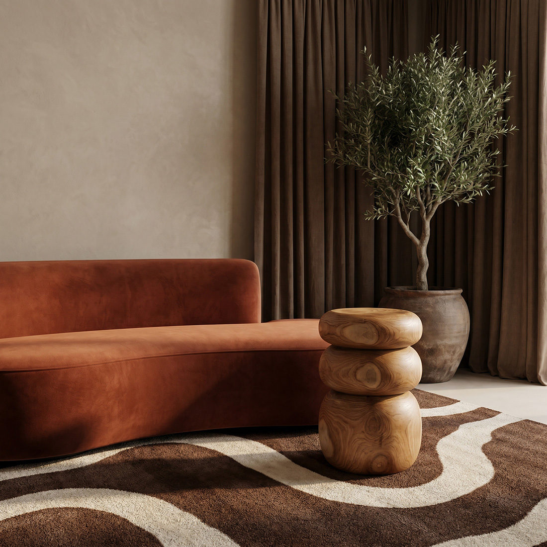 Kruk Fleillos Teak Beige - Afbeelding 2