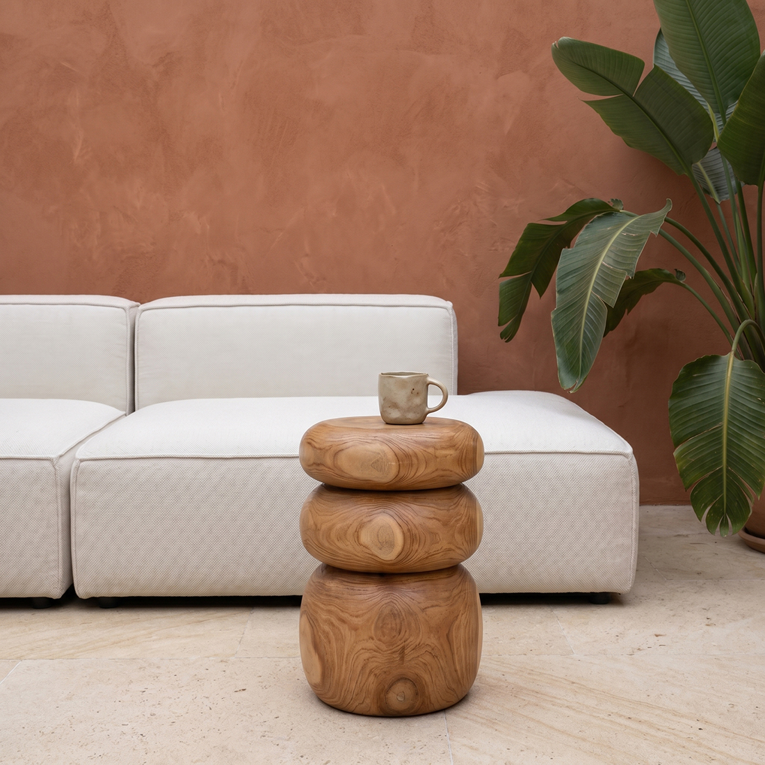 Kruk Fleillos Teak Beige - Afbeelding 4